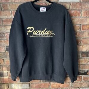 Vintage Purdue University Sweatshirt Size Large Pullover College Black Sweater